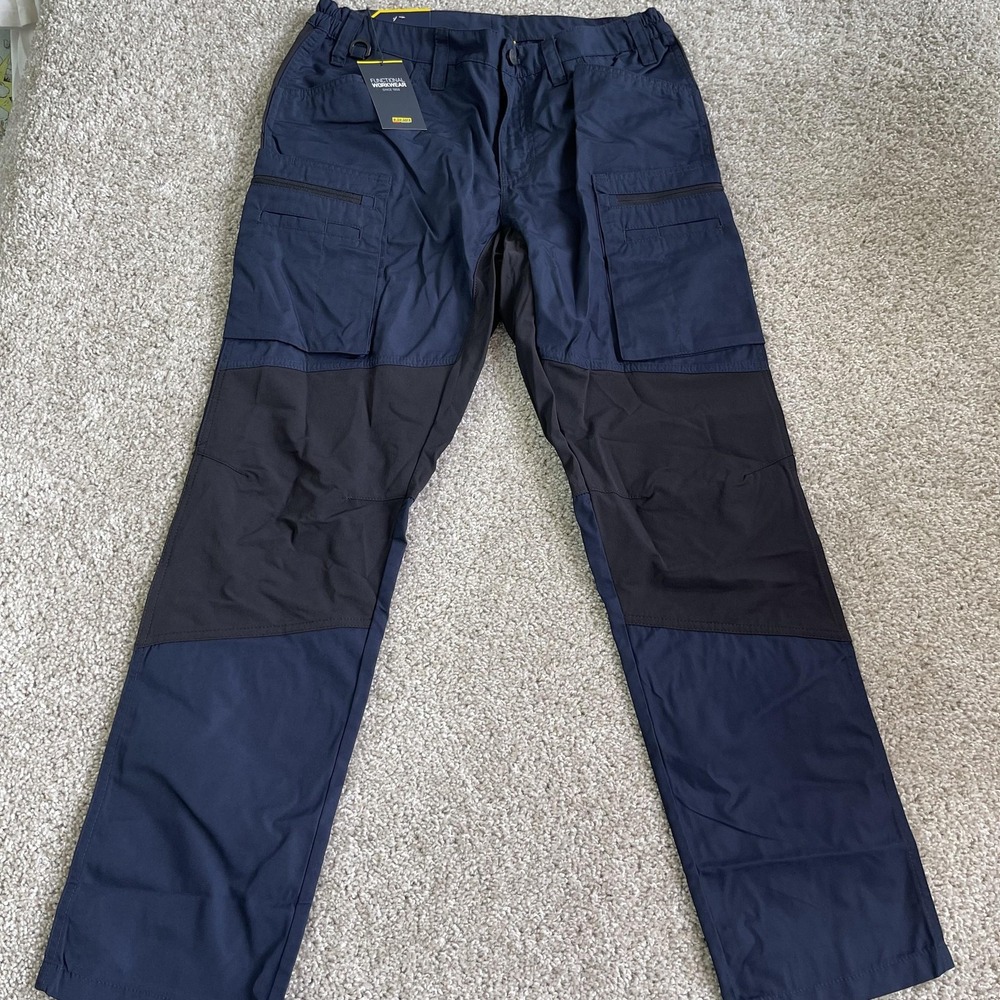 Blaklader Cargo Pants Womens 8S Blue Twill Work Elastic Waist Utility Pockets